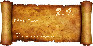 Rácz Ivor névjegykártya